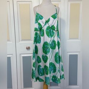 DVF Diane Von Furstenberg for Target Green Geranium Leaf Print Slip Dress Sz XXL